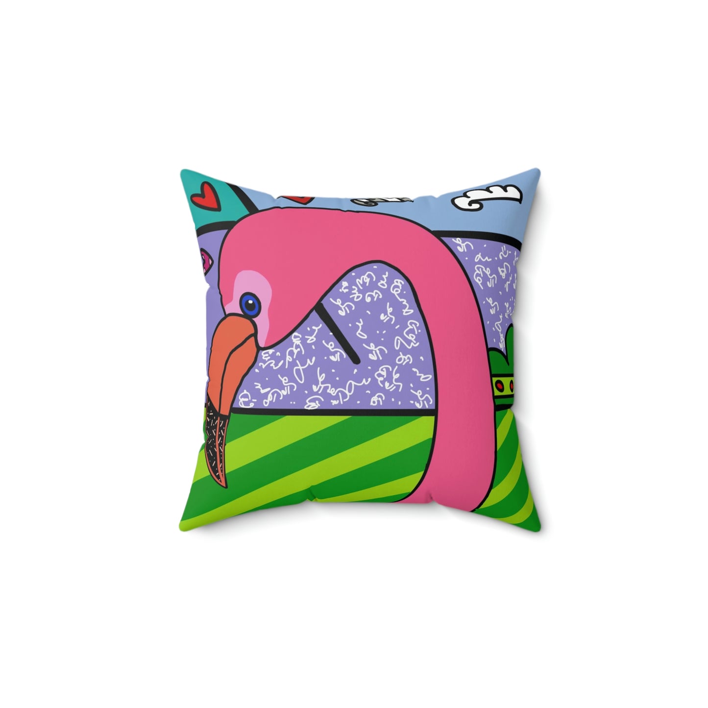 Flamingo Spun Polyester Square Pillow