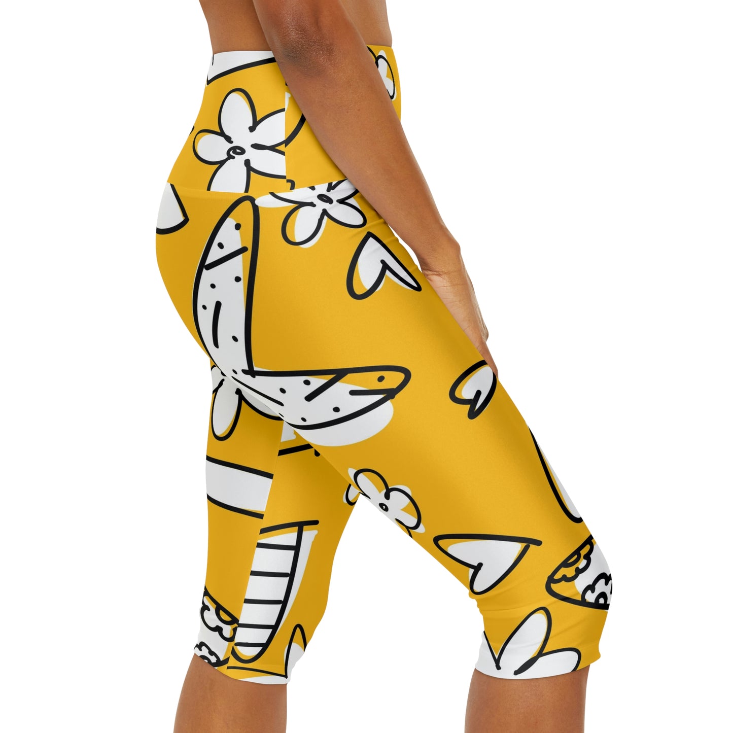 Lovely Yellow Yoga Capri Leggings