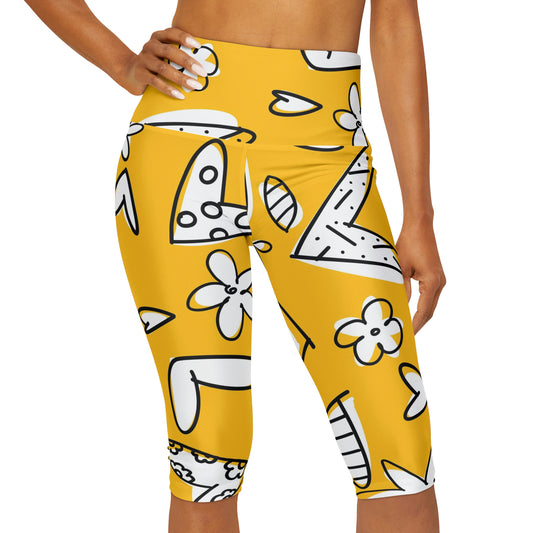 Lovely Yellow Yoga Capri Leggings